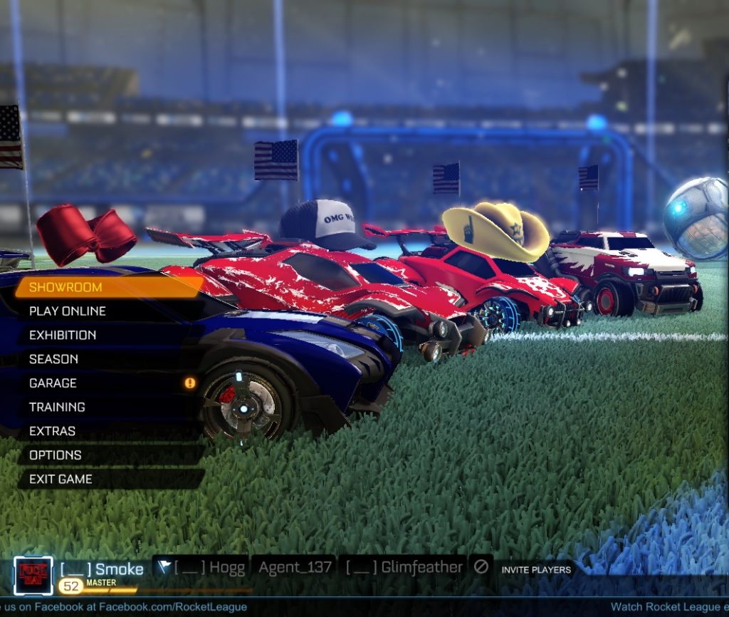 Red white and blue Rocket League cars